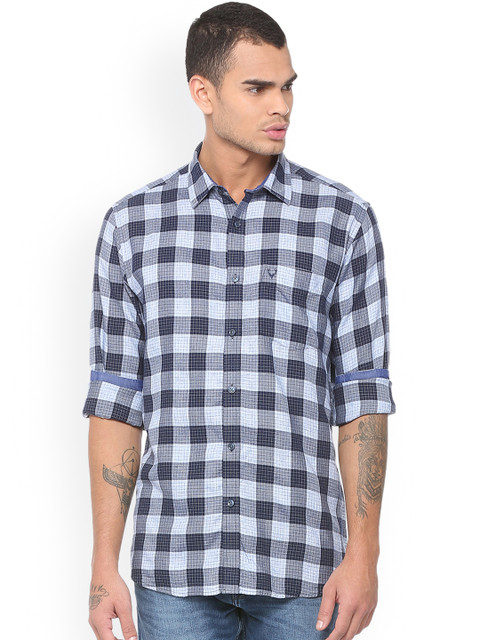 

Allen Solly Men Navy Blue Slim Fit Checked Casual Shirt