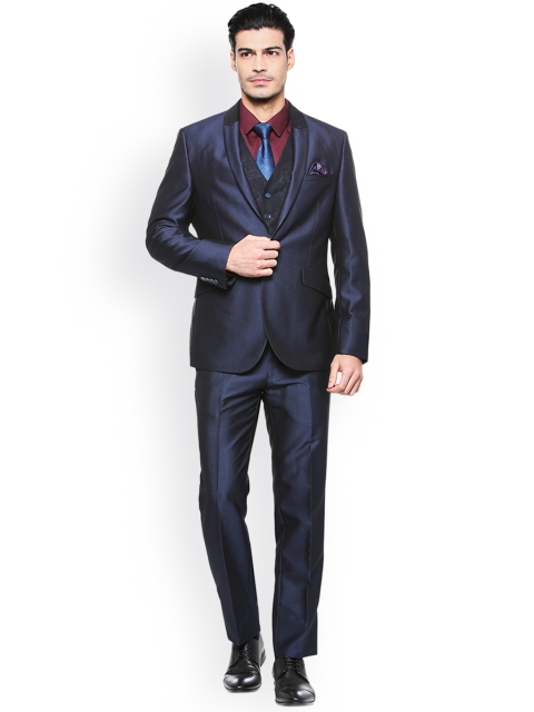 

Van Heusen Men Navy Blue Slim-Fit Single-Breasted Party Suit
