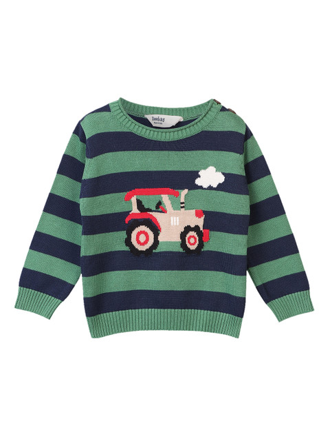 

Beebay Green & Navy Striped Sweater