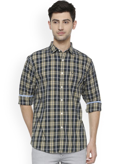 

Allen Solly Men Blue & Beige Regular Fit Checked Casual Shirt