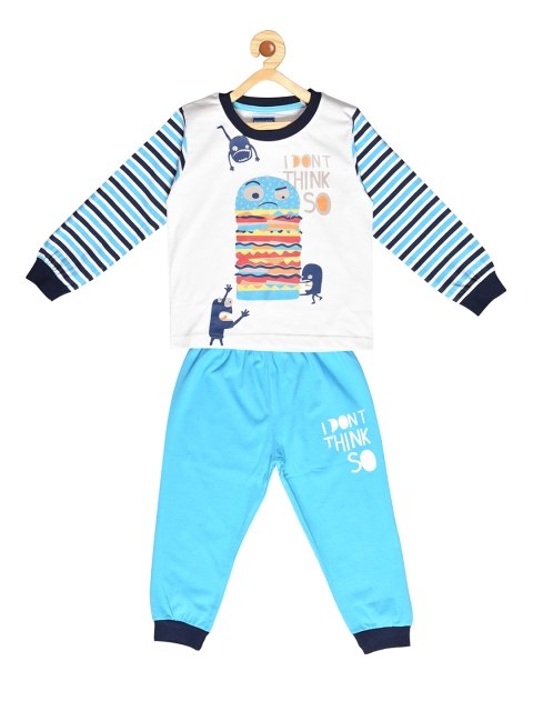 

BORN WEAR Boys Blue Printed Co-Ords Set