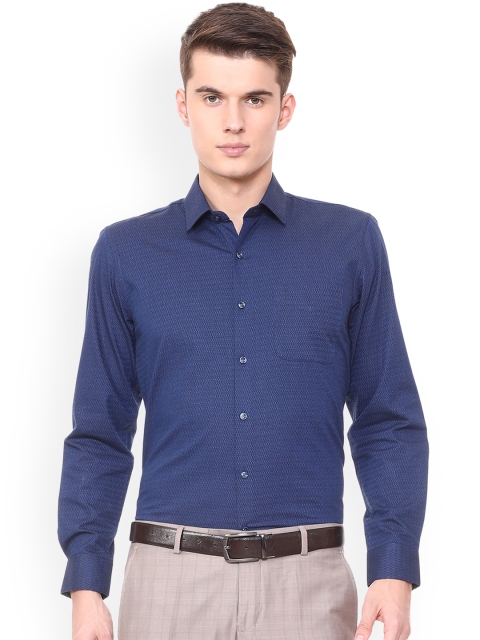 

Peter England Men Blue Self Design Slim Fit Formal Shirt, Navy blue