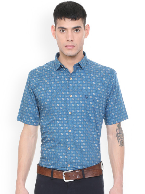 

Allen Solly Men Blue Slim Fit Printed Formal Shirt