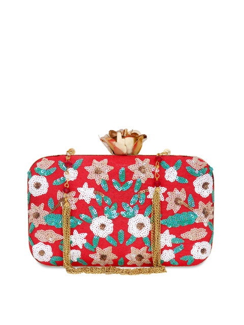 

Anekaant Women Red & Blue Embellished Clutch