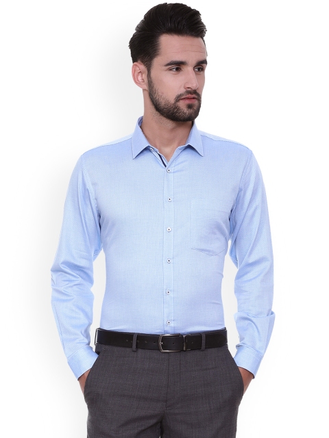 

Van Heusen Men Blue Self Designed Formal Shirt