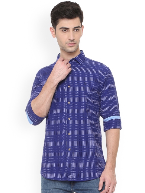 

Allen Solly Men Blue Slim Fit Striped Casual Shirt