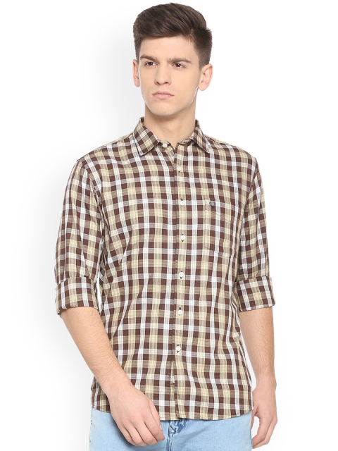 

Allen Solly Men Brown & Beige Regular Fit Checked Casual Shirt
