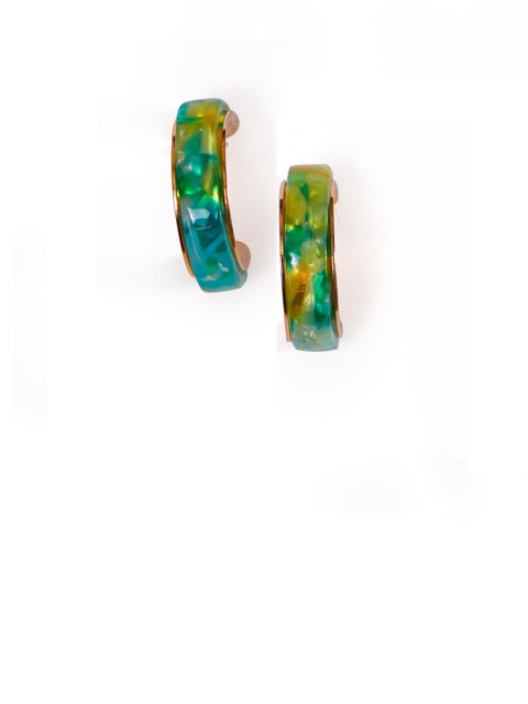 

Foxy Sperks Green Circular Half Hoop Earrings