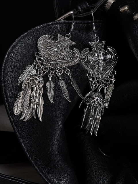

ZeroKaata Women Silver-Toned Contemporary Drop Earrings