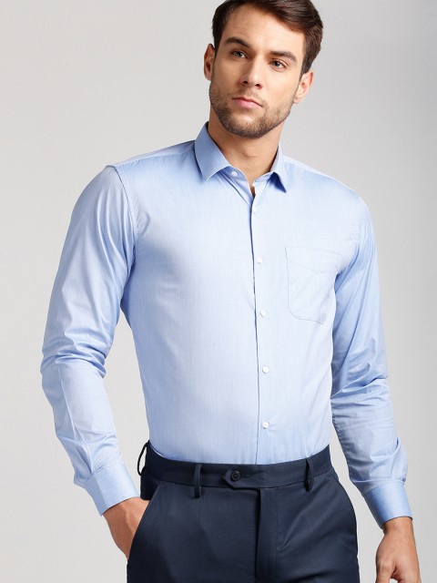 

Peter England Men Blue Regular Fit Self Design Formal Shirt