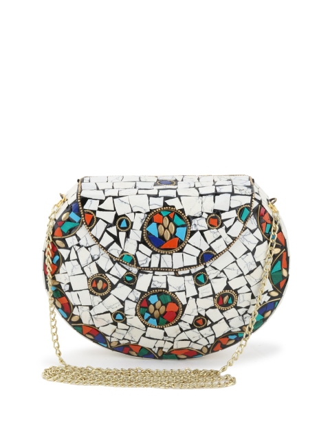

VOILA White Chipped Stone Handmade Brass Clutch