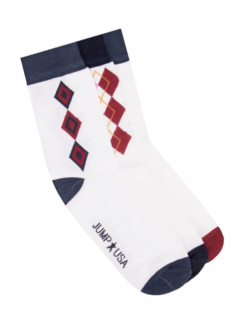 

JUMP USA Men Pack of 3 Patterned Calf Length socks, White