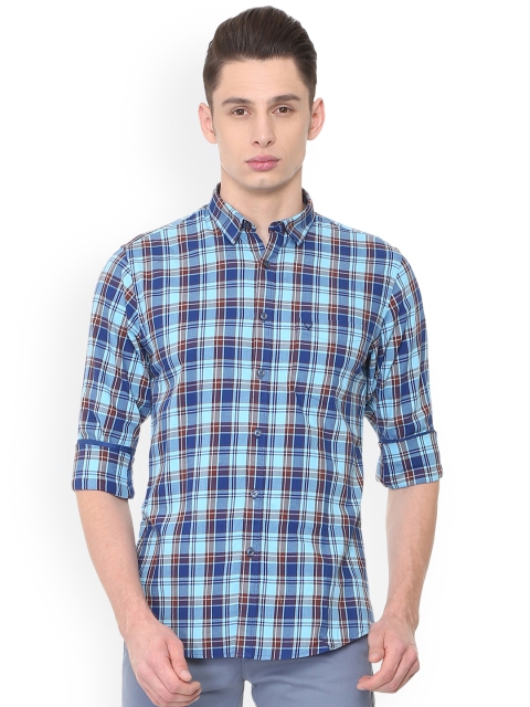 

Allen Solly Men Blue & Maroon Slim Fit Checked Casual Shirt