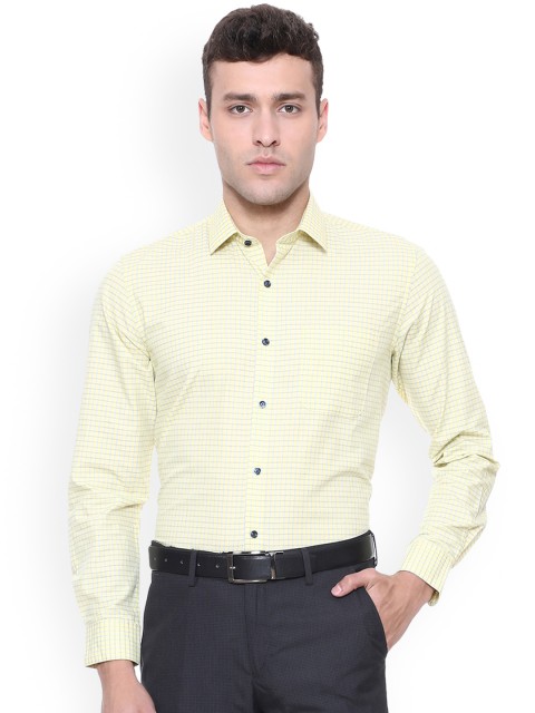 

Peter England Men Yellow Checked Regular Fit Formal Shirt