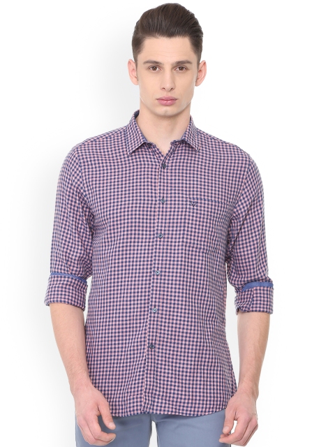 

Allen Solly Men Purple & Navy Blue Regular Fit Checked Casual Shirt