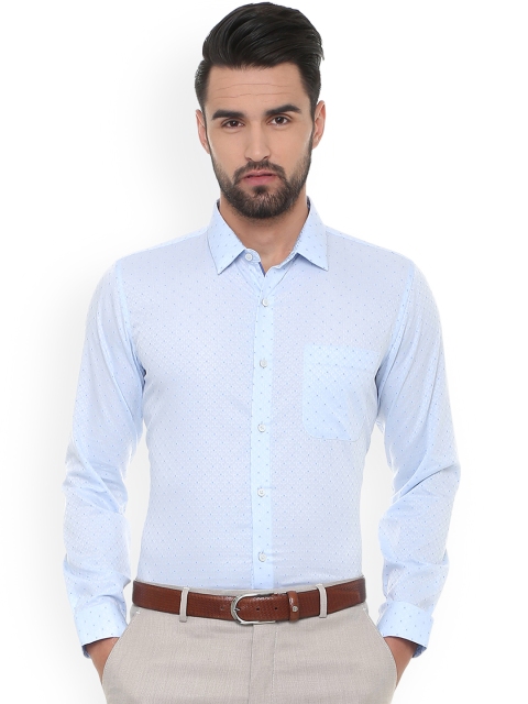 

Van Heusen Men Blue Self Designed Slim Fit Formal Shirt