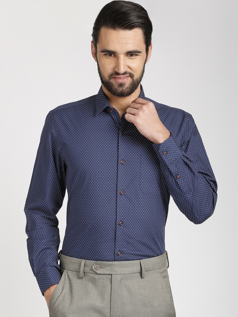 

Peter England Men Navy Blue Printed Regular Fit Formal Shirt