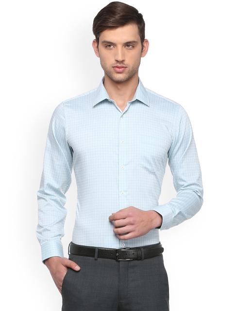 

Van Heusen Blue & Green Slim Fit Checked Formal Shirt