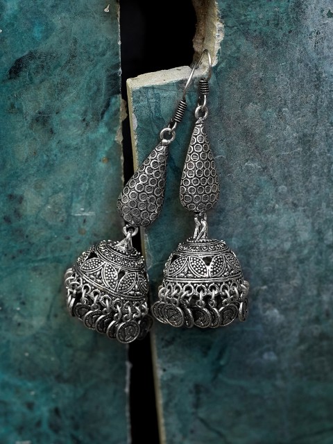 

ZeroKaata Silver-Plated Oxidised Jhumkas