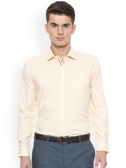

Peter England Men Peach-Coloured Regular Fit Striped Formal Shirt