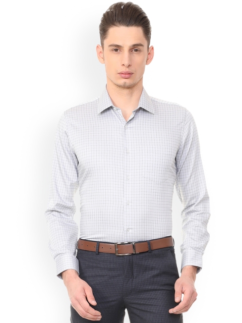 

Van Heusen Men White & Blue Slim Fit Checked Formal Shirt