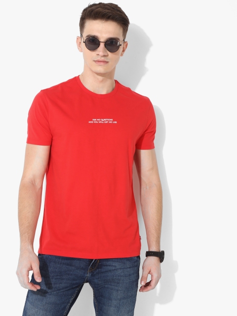 

Red Printed Regular Fit Round Neck T-Shirt
