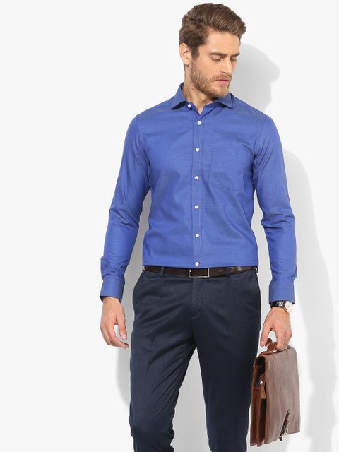 

Blue Textured Regular Fit Formal Shirt