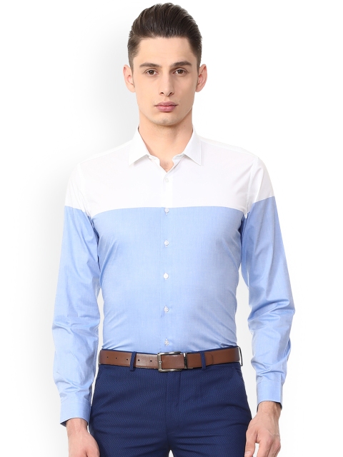 

Van Heusen Men Blue & White Slim Fit Colourblocked Formal Shirt