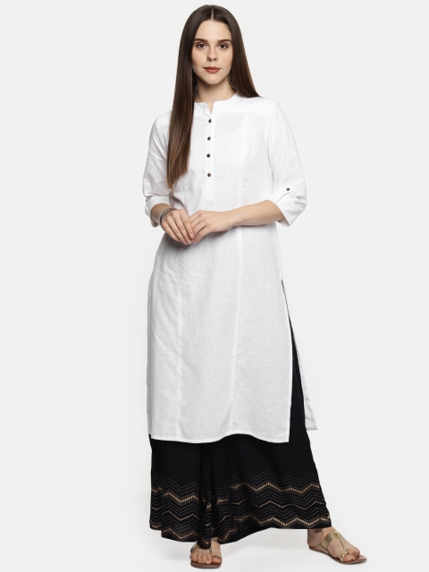 

RANGMANCH BY PANTALOONS Women White Solid Straight Kurta
