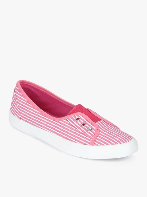 

Dune Pink & White Striped Slip-On Sneakers