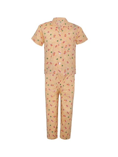 

Punkster Boys Peach-Coloured Printed Night suit 6574A