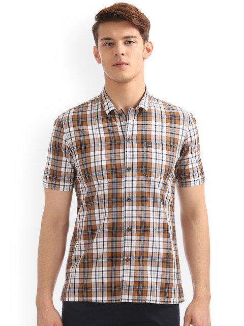 

Arrow Sport Men Brown & White Slim Fit Checked Casual Shirt