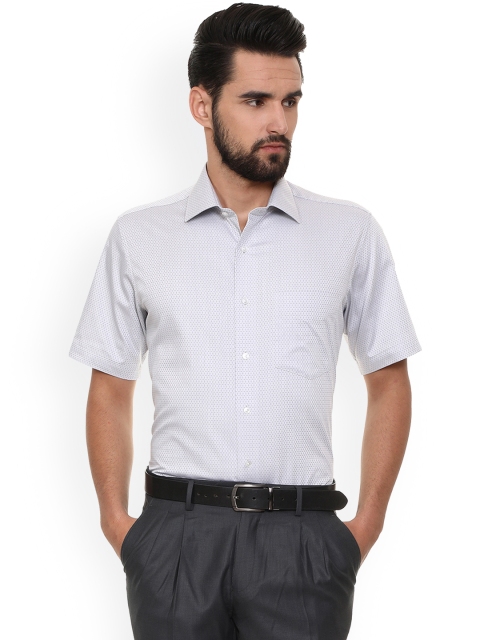 

Van Heusen Men Grey & Off-White Regular Fit Printed Formal Shirt
