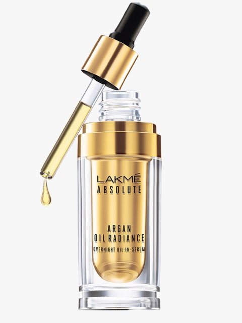 Lakme Absolute Argan Oil Radiance Overnight Oil-in-Serum 15 ml, Gold