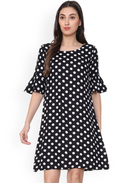 

People Women Black & White Printed A-Line Dress