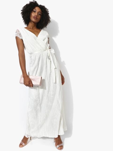 

White Coloured Self Design Maxi Dress