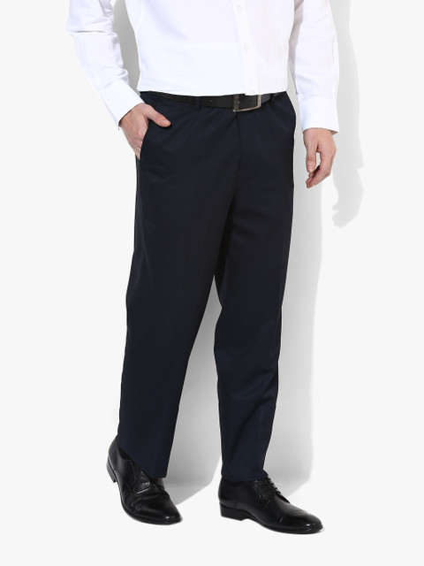 

Navy Blue Solid Regular Fit Formal Trouser