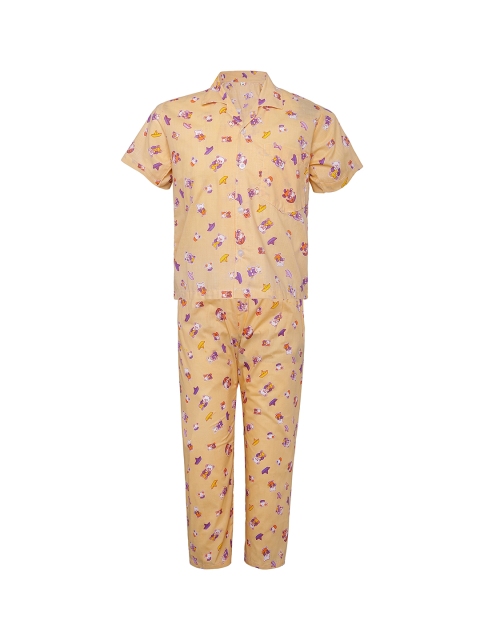 

Punkster Boys Peach-Coloured Printed Night suit 6573A