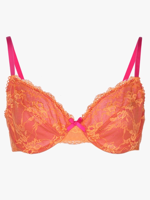 

Orange Self Design Under-Wired Non Padded Bra