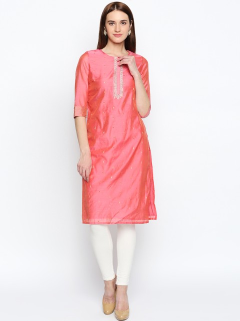 

RANGMANCH BY PANTALOONS Women Coral Printed Straight Kurta