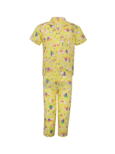 

Punkster Boys Yellow Printed Night suit 6575