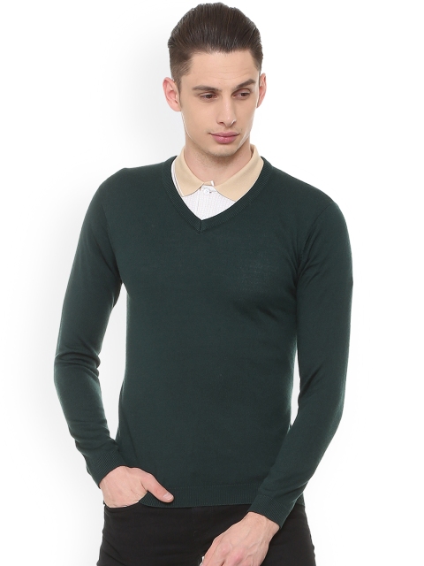 

Van Heusen Men Green Solid Pullover