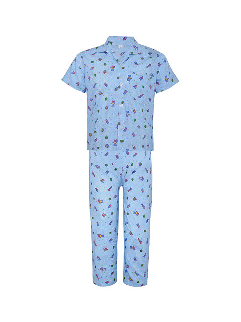 

Punkster Boys Blue Printed Night suit 6574B