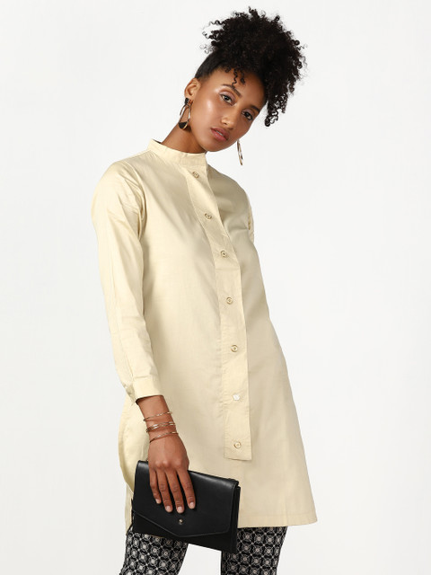 

Beige Solid Shirt