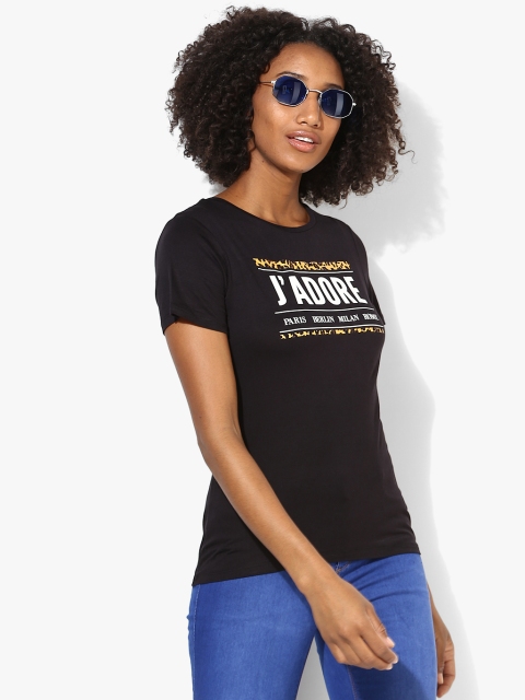 

DOROTHY PERKINS Women Black Printed Round Neck T-shirt