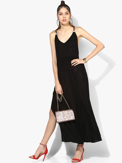 

Black Coloured Solid Maxi Dress