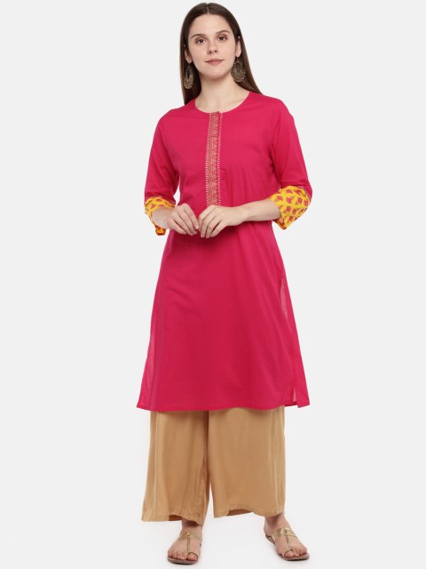 

RANGMANCH BY PANTALOONS Women Pink Printed Straight Kurta