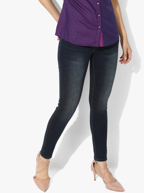 

Deal Jeans Women Navy Blue Washed Mid-Rise Skinny Fit Jeans