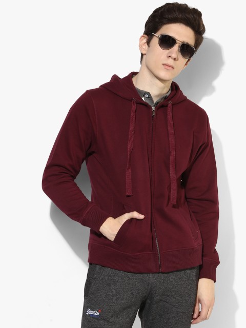 

Wine Solid Sweat Jacket, Red