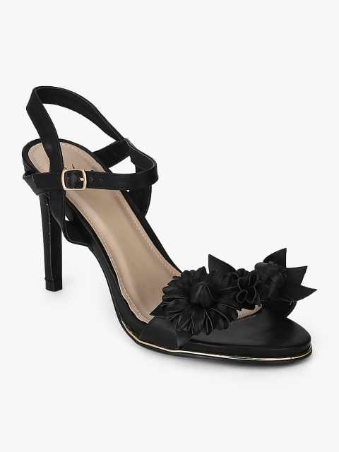 Jove Women Black Solid Sandals